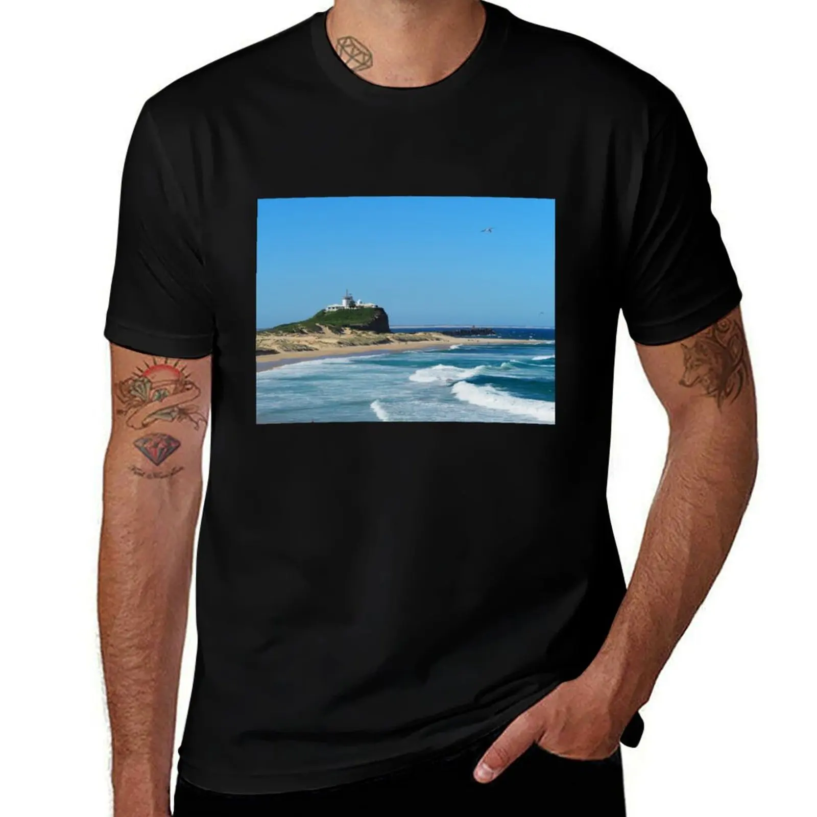 

Nobbys Beach and Lighthouse T-Shirt man t shirt luxury t shirts for man slim fit man graphic t shirt T-Shirt