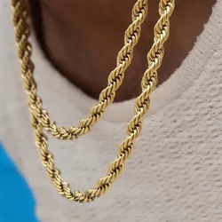 Thick Solid 316L Stainless Steel Twist Link Chain Necklace for Men Women Hip Hop DIY Jewelry Wide 5mm