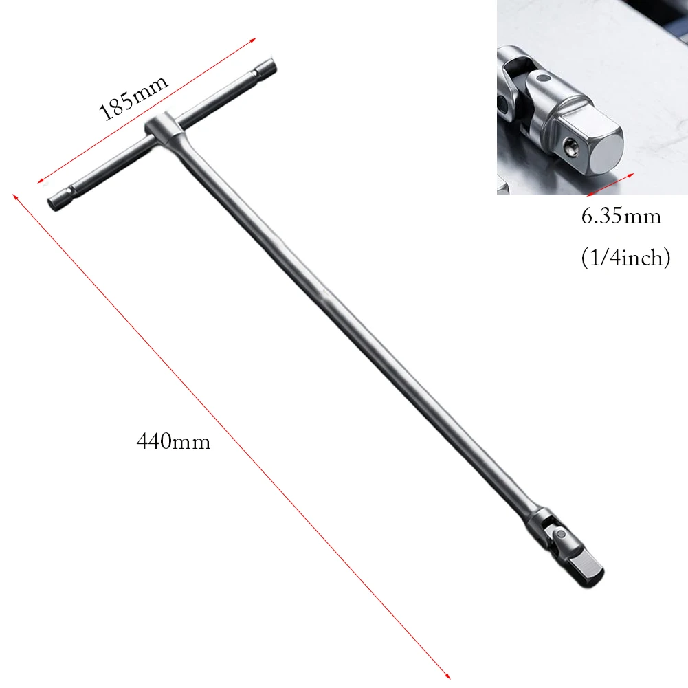 Chrome Vanadium T Handle Socket Wrench with 180 Degree Flexibility and Compatibility for 1/4 3/8 1/2in Sockets