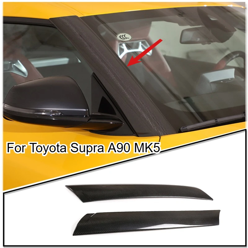 

For Toyota Supra A90 MK5 19-25 Real Carbon Fiber Car Front Window Edge Shade Windshield Strip Cover Trim Sticker Car Accessories