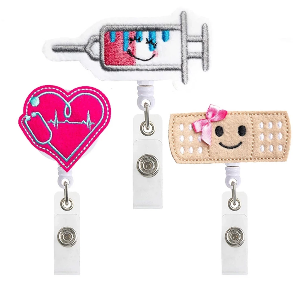 Pattern Badge Holder Clip Name Card Holder Card Holder Clip ID Card ID Badge Holder Retractable Badge Nurse Doctor Key Chain