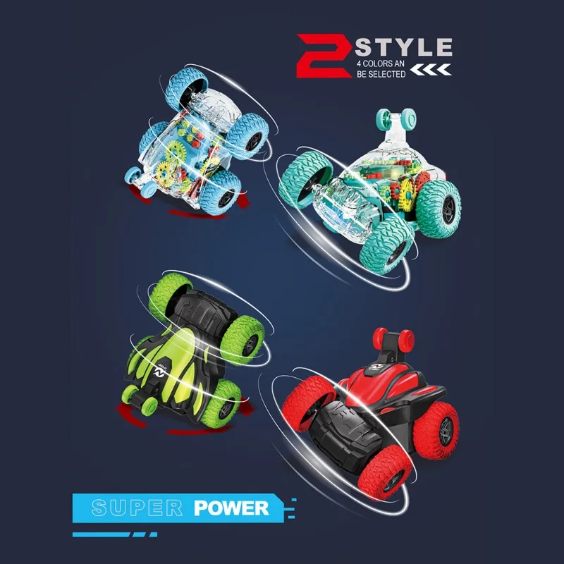 Modèle de voiture électrique télécommandé créatif, 6 types, jouet rotatif à 360 degrés, camion à benne basculante avec lumière clignotante, jouet cadeau pour enfant