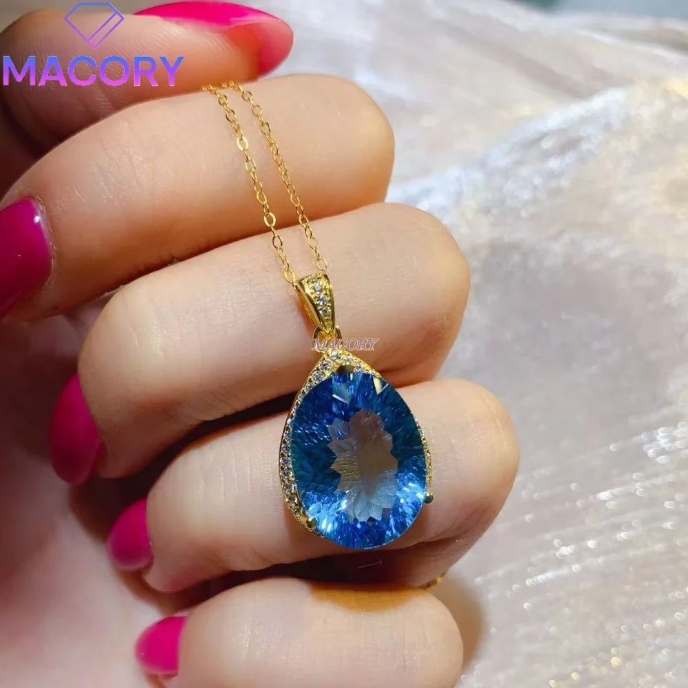 Natural Topaz Pendant Necklace S925 Sterling Silver Simple Delicate Design for Everyday Life Work Commuting Valentine's Day gift