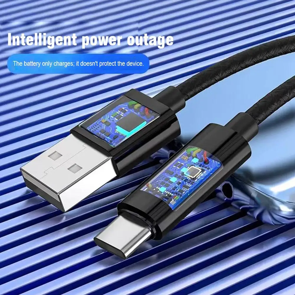 120W 6A Super Fast Charging Type C Cable Auto Power-off Smart Overcharge Protection 1.2m USB C Cord for Xiaomi Samsung iPhone