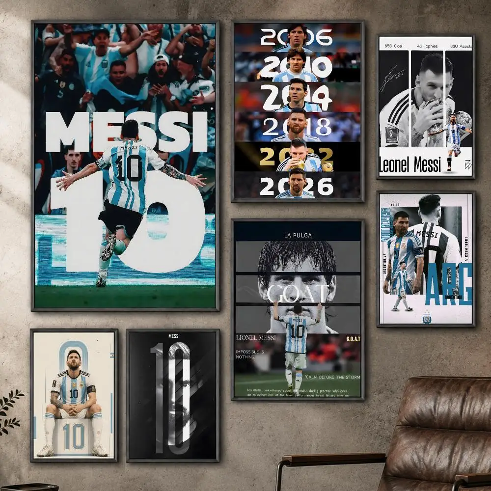 Sports Lionel Messi Argentina Football Poster  PP Self Adhesive Home Garage Dorm Bar Wall Decor Aesthetic Retro Gift
