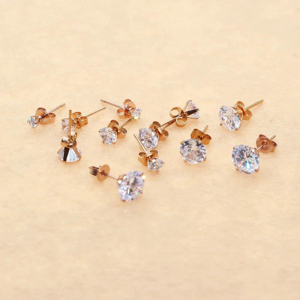 1 # Ohrringe mit AAA, rundem, sauberen Zirkon, Edelstahl-Ohrring, IP-Beschichtung, kein Verblassen, allergiefrei, hochwertiger Schmuck – Detail 9
