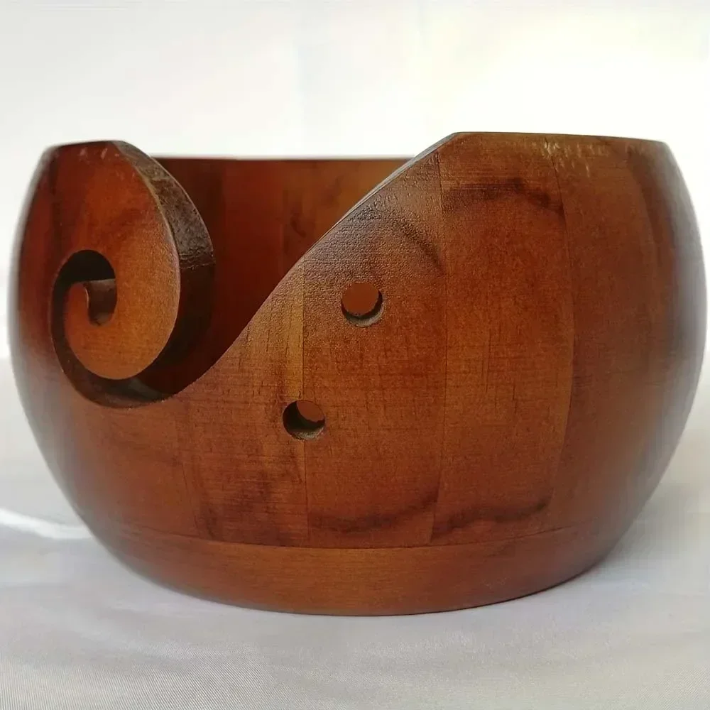 1 PC ไม้ชามขนสัตว์สิ่งทอขนสัตว์ชามเก็บรอบชามไม้ Organizer ถักโครเชต์ขนสัตว์ชาม Handmad