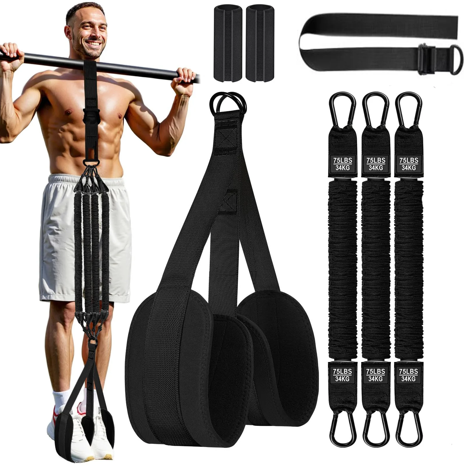 Pull Up Assistance Bands Set Resistance Strap Elastic Hanging Rope Pull Bar Fitness Home Men\'s Auxiliary Pull Latex Workout Band