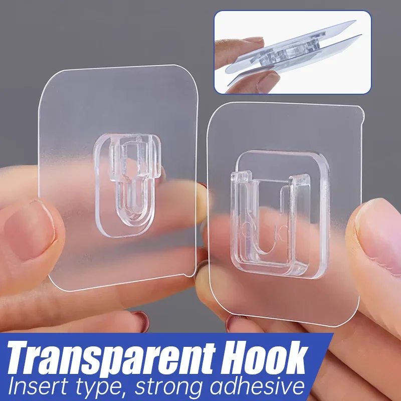 

Double Sided Adhesive Wall Hooks Transparent Strong Wall Storage Hook Invisible Traceless Snap Hook Kitchen Storage Holder