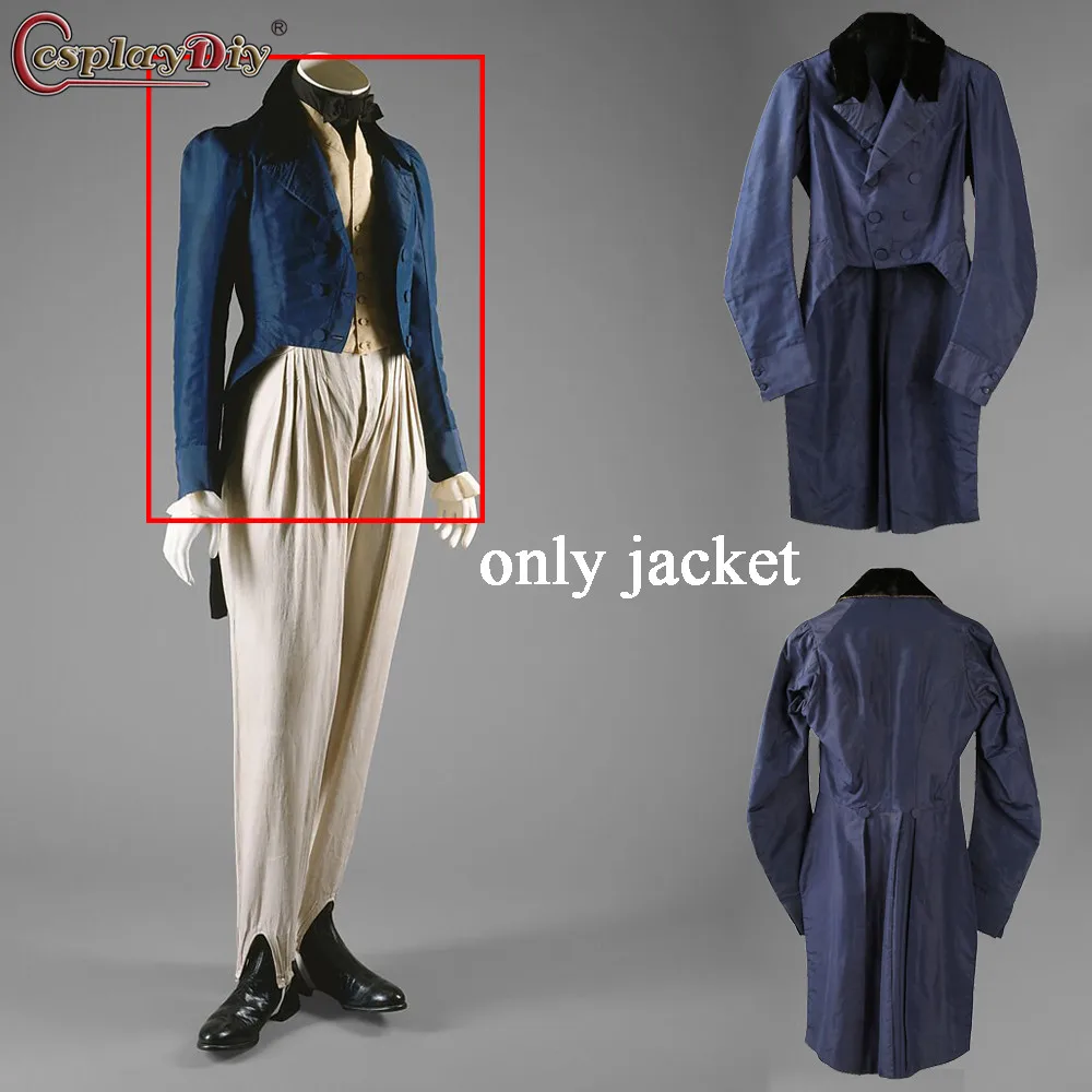 

Cosplaydiy Regency Tailcoat Jacket historical mens wear 19th century blue coat british victorian romantic era the met Top Jacket