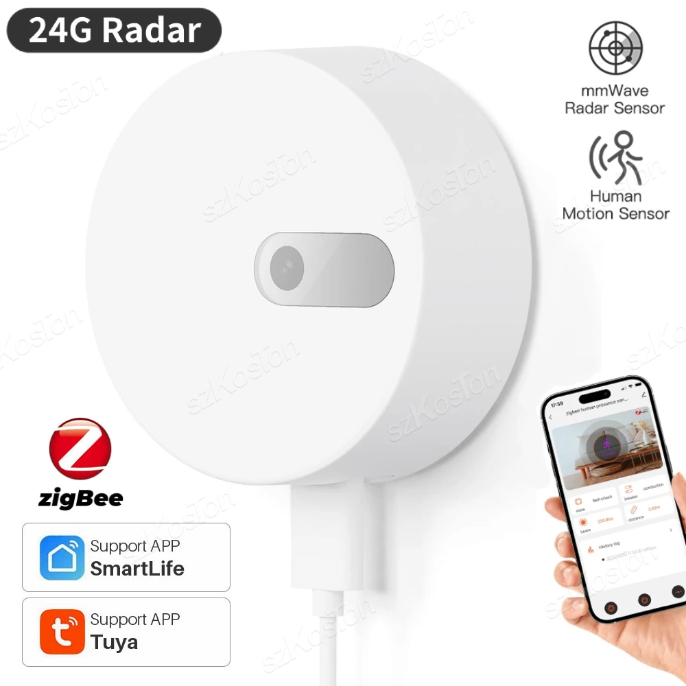 24GHz Millimeter Radar Wave Human Presence Detector Tuya Zigbee Smart Human Body PIR Sensor Work With Smart Life Alexa Google