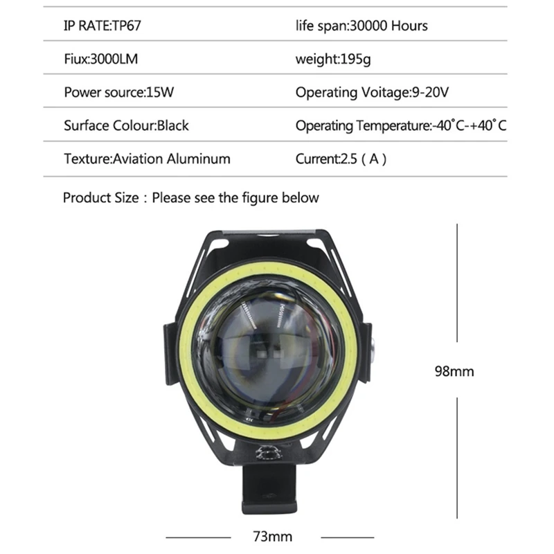 

Аксессуар, фара для электронного велосипеда, входная фара постоянного тока 12 В-80 В, лампа на руль электровелосипеда, светодиодный передний фонарь для электрического скутера