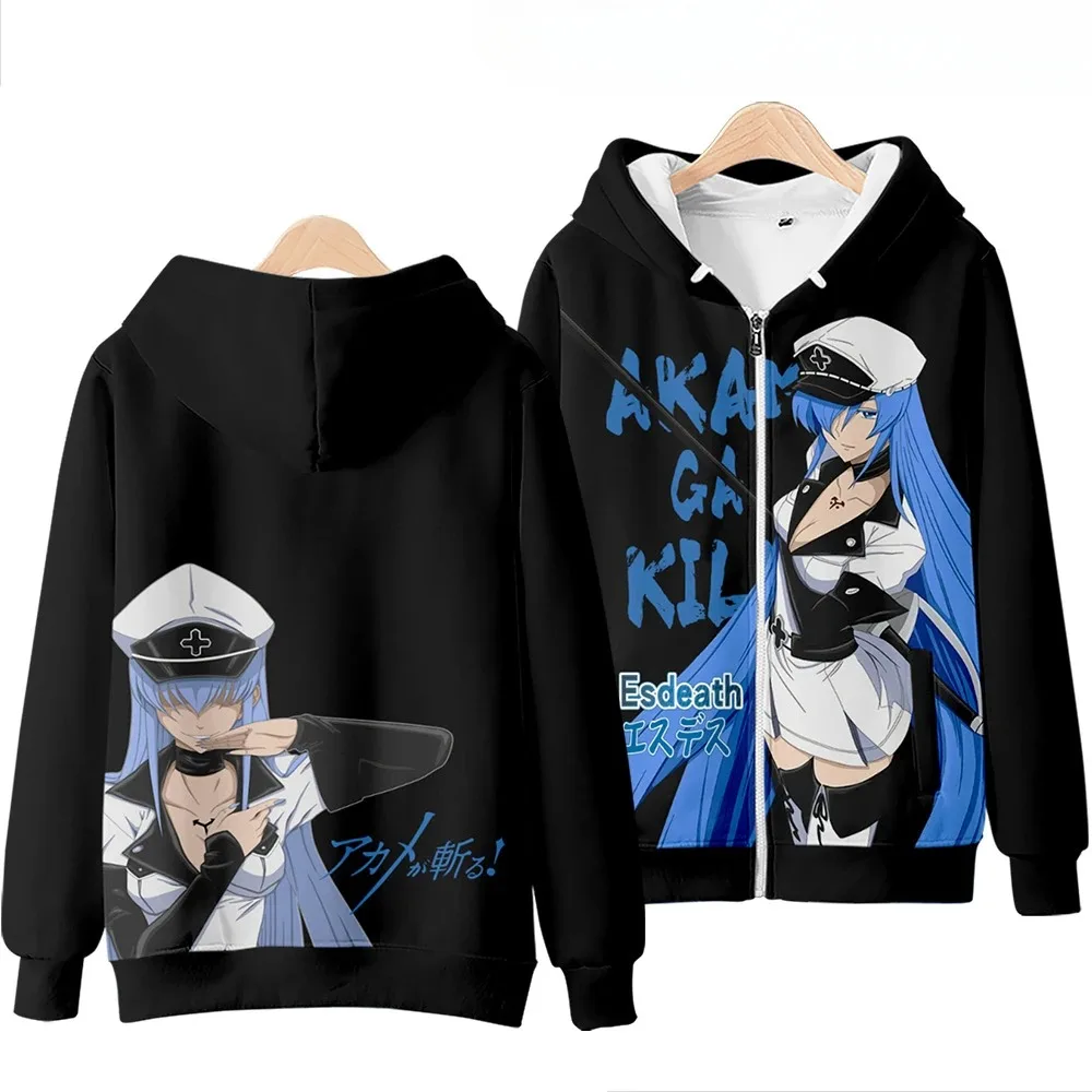 

Anime Akame Ga KILL 3D Print Zip Up Women/Men Hoodie Sweatshirt Esdese Esdeath Cosplay Zipper Hooded Jacket Casual Tracksuit