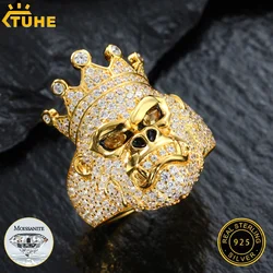 TUHE Fine Jewelry VVS1 Moissanite With Certificate Animal Rings For Men Pave Setting S925 Sterling Silver Rings Hip Hop Jewelry