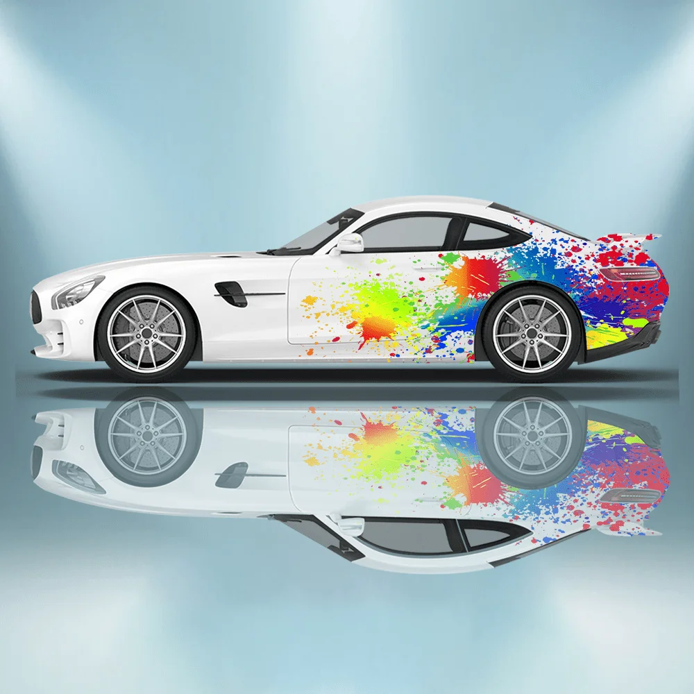 

Красочные чернила с градиентом, автомобильные виниловые наклейки, самоклеящаяся наклейка из ПВХ, подходит для грузовиков, внедорожников, Декор, автоаксессуары, подарок