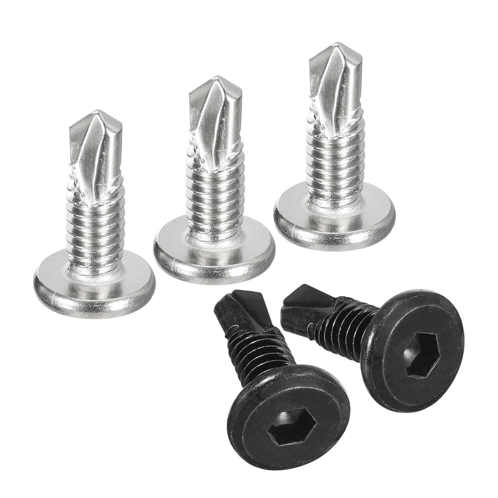 

50pcs 410 Stainless Steel Hex Socket Self Tapping Screws Metal Flat Head Drilling Screw 1/4 x 3/4" 1/4 x 1-5/8" 1/4 x 1"