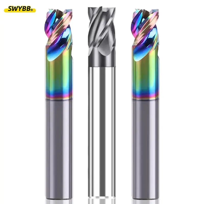 SWYBB End Mill Short Cutting Length CNC Milling Cutter Aluminum Metal Iron Steel High Feed 1mm-12mm