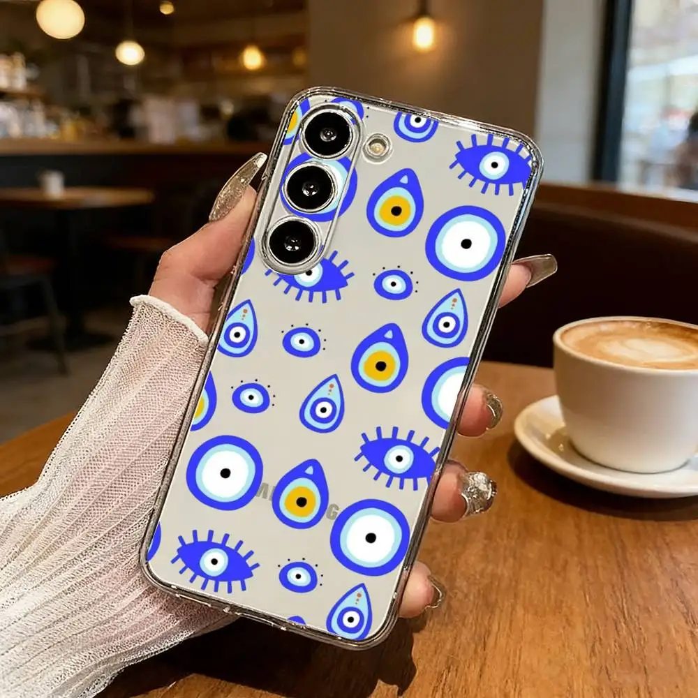 

T-Turkish L-Lucky Blue Evil Eye Phone Case For Samsung S25,S24,S21,S22,S23,S30,Ultra,S20,Plus,Fe,Lite Transparent Cover