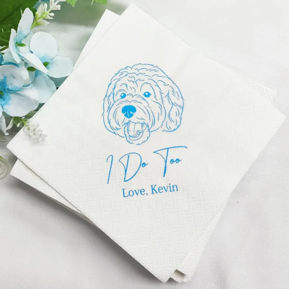 50pcs Custom Pet Personalized Wedding Napkins,Dog Portrait Serviettes,Cat Simple Cocktail,Luncheon,Illustrated Napkin,Pet Party