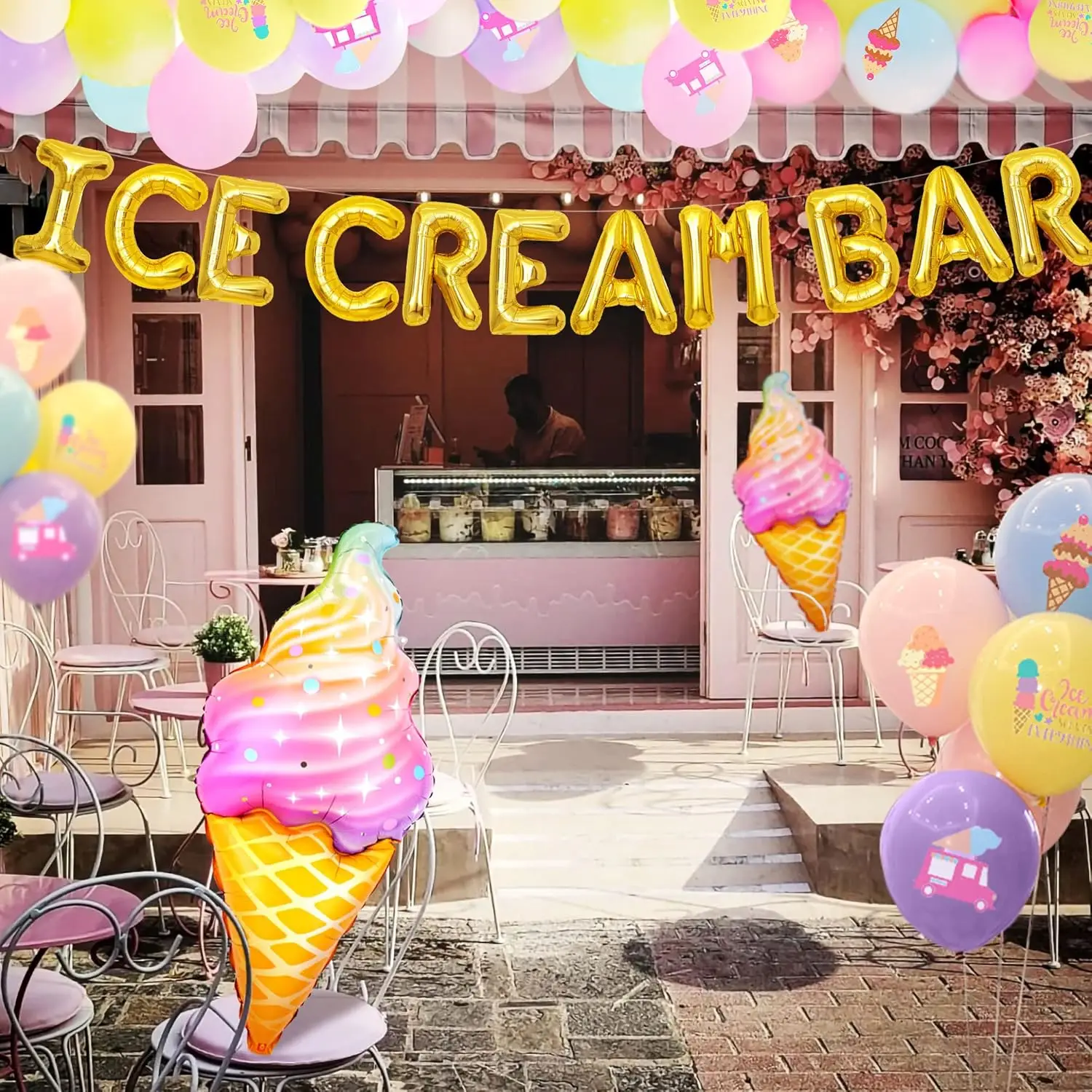 Laventy Ice Cream Bar Decoration Ice Cream Bar Supplies Ice Cream Bar Banner Sign Ice Cream Birthday Decoration