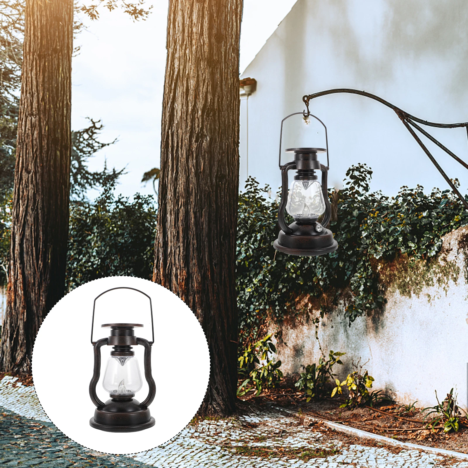 

Retro LED Wind Lantern Solar Garden Lights Flickering Outdoor Party BBQ Camping Decor Glass ABS Durable Portable