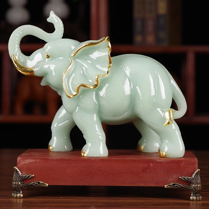 Jade Stone Elephant Decorations Creative Chinese style Home Room Decor Animal Statue Gifts Handmade Desktop Ornament