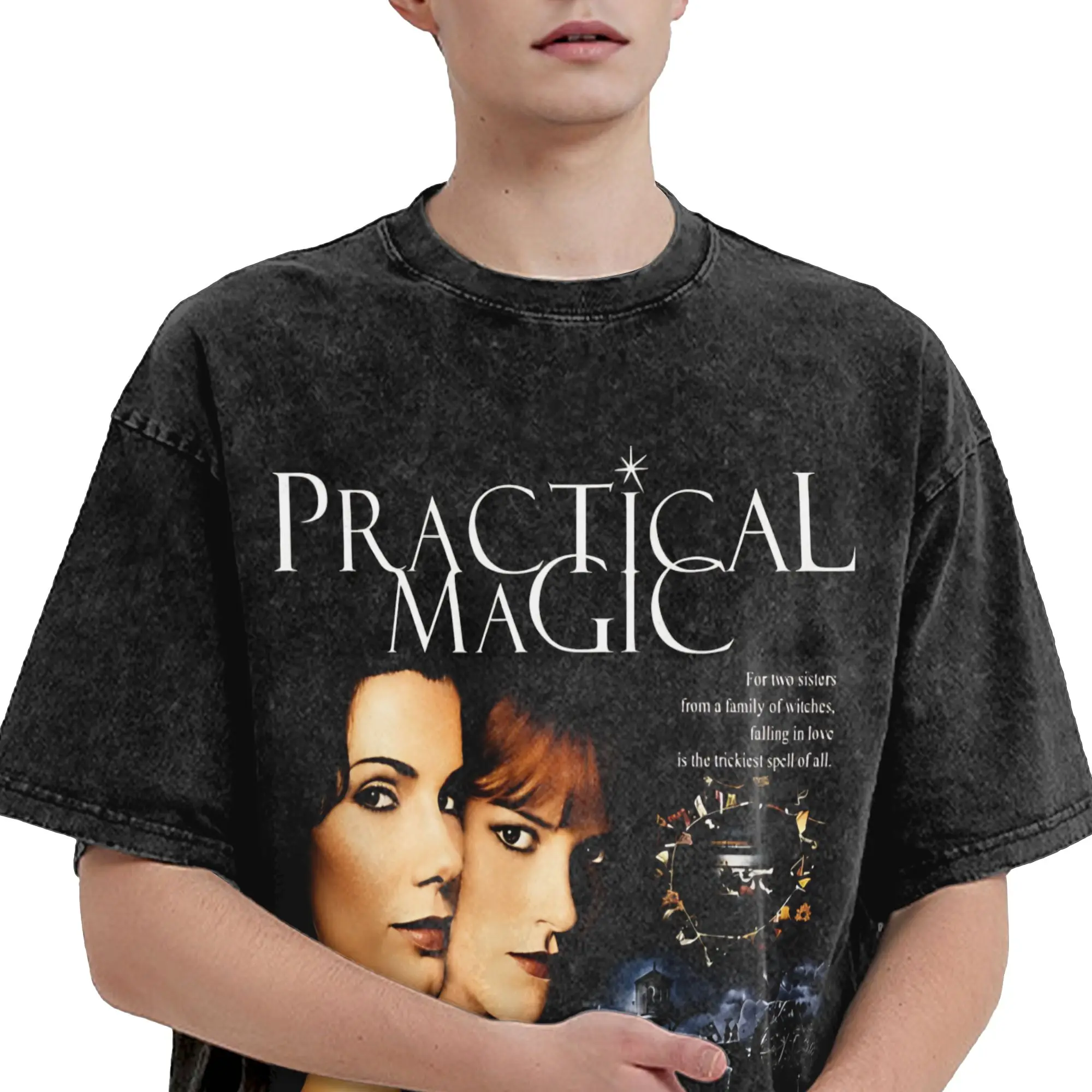 Summer Practical Magic Witch Sisters Witchcraft Spellcasting Occult Gothic Washed T Shirts Outfit Harajuku T-Shirt