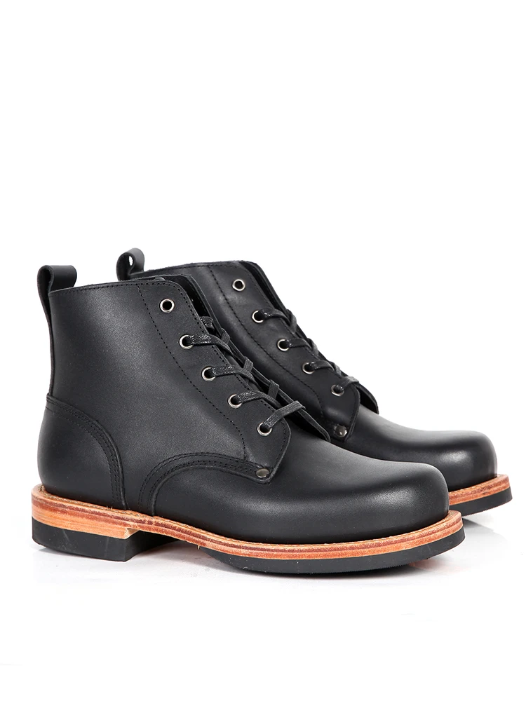 Handmade Goodyear Leather High Top Lace Up Casual Men's Short Boots Goodyear-Welding