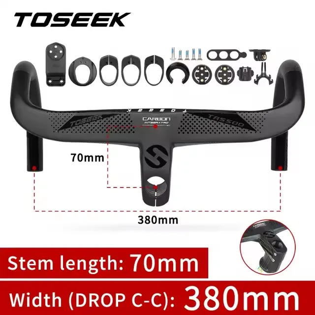 TOSEEK TR5500 T800 Carbon Fietsstuur Racefiets Geïntegreerd Stuur Met Fietscomputerhouder Volledige Interne Kabelgeleiding