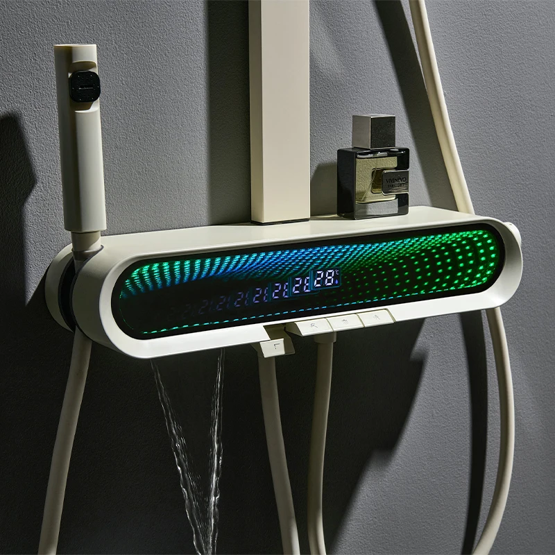 

Multifunctional Rainfall Spa Shower System Kits Mixer 3 in 1 Head Set and Bathroom Accessories