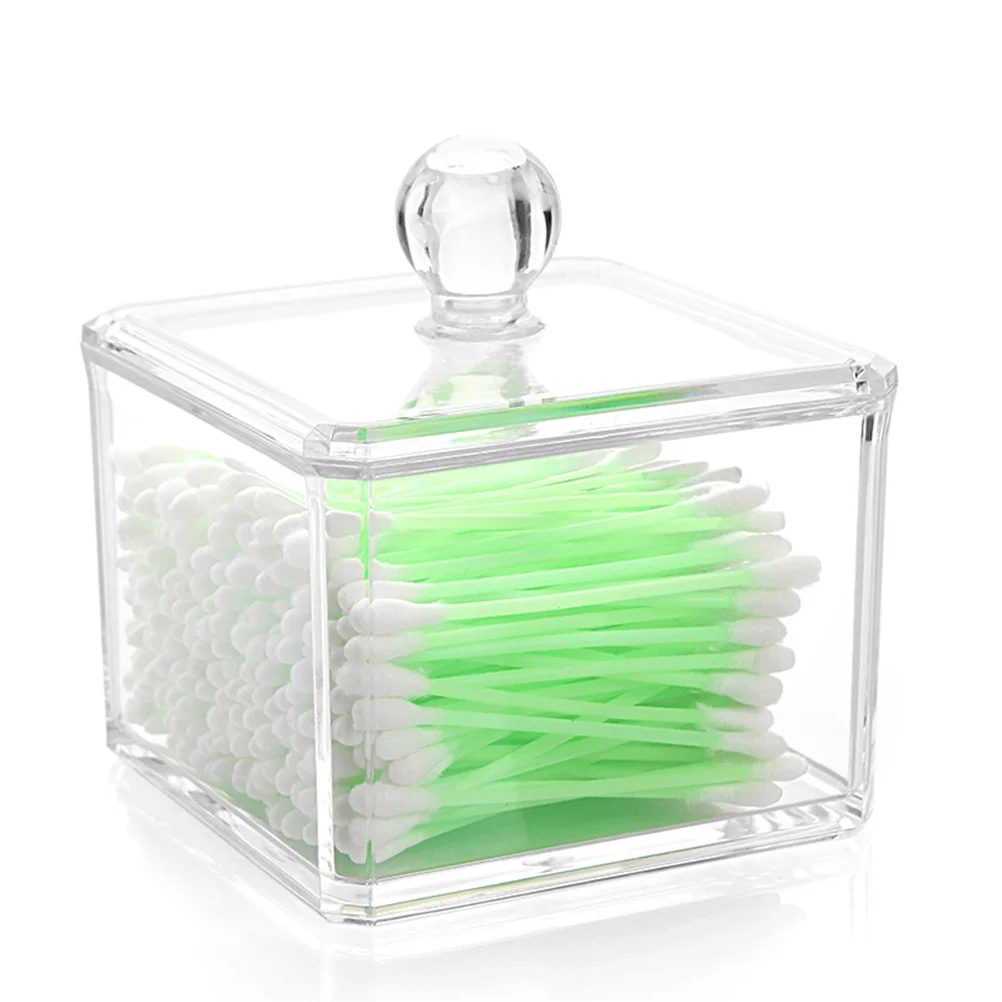 

2Pcs Transparent Acrylic Cotton Ball Swab Holder Stackable Makeup Pad Container Organizer Box Cotton Ball Holder