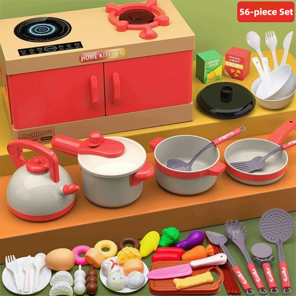 Fun Cooktop Play Cooking Set Cooking Utensils Kettle Kitchen Playset Pot Pan Play House Simulation Children's Educational Toy