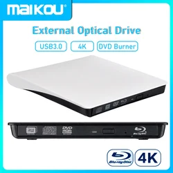 USB3.0 Bluray 4K Recorder  External Optical Drive 3D Player BD-RE Burner Recorder DVD+/-RW DVD-RAM