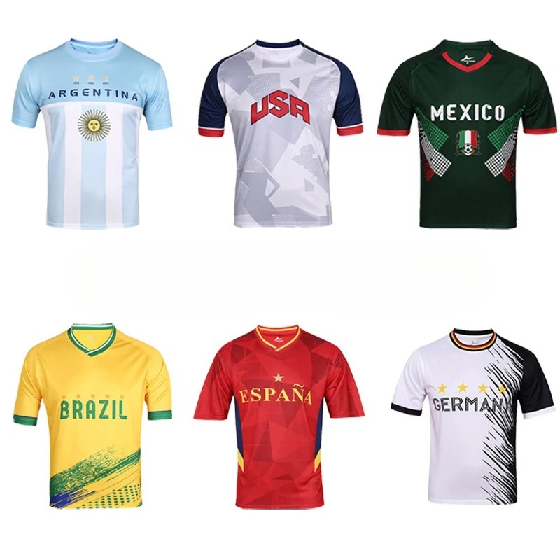 

Kids Football Jerseys Brazil Argentina England Germany France Soccer Jersey Short Sleeves Futball Shirts Wholesale Euro Size