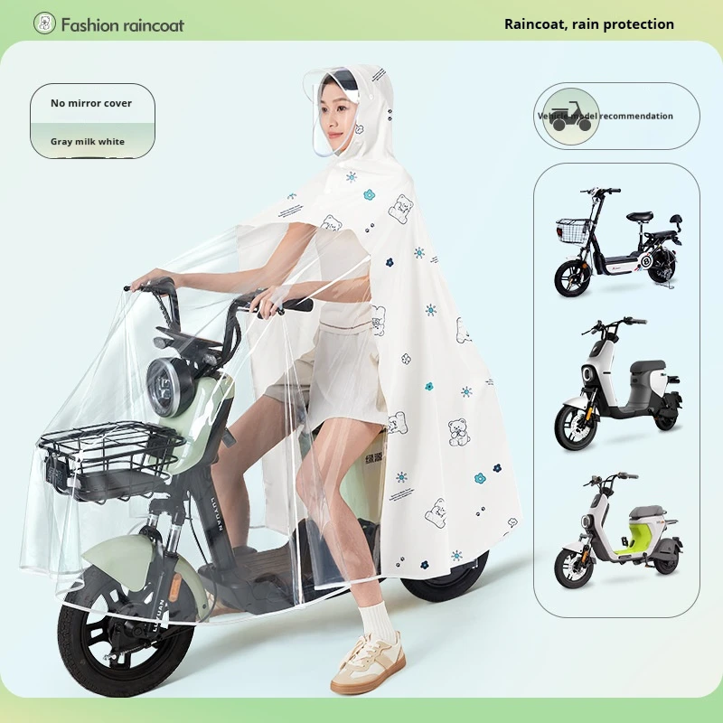 Elektrisches Batterie-Motorrad Spezifischer Transparenter Vergrößerter Dicker Erwachsenen-Einteiler-Regenmantel