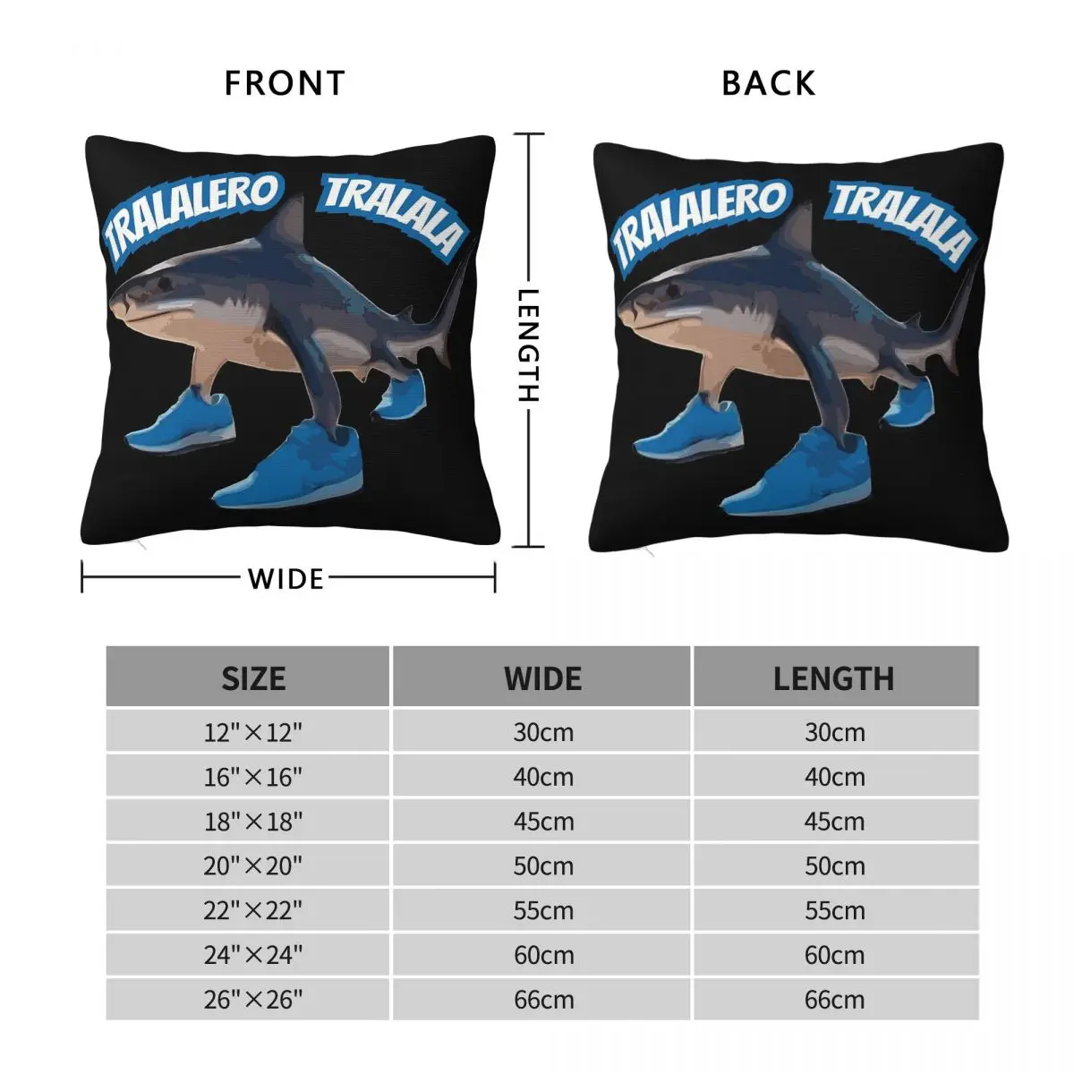 Tralalero Tralala Viral Brainrot Shark Square Pillowcase Polyester Linen Velvet Creative Zip Decorative Pillow Room Cushion Case