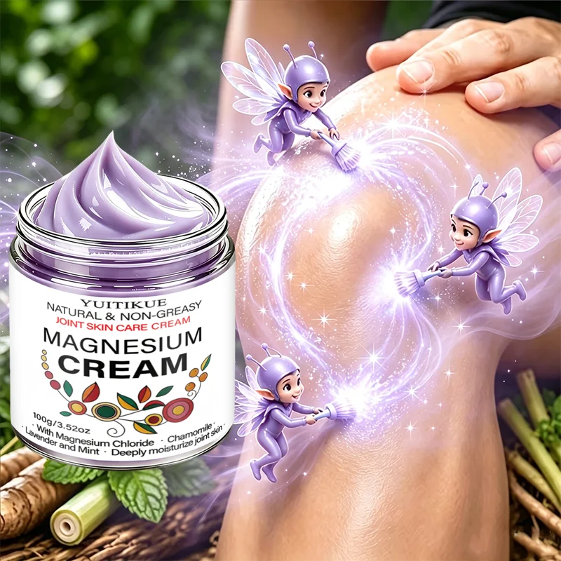 YUITIKUE Magnesium Joint Skin Care Cream 100g Non-Greasy Lavender Chamomile Mint Deep Moisturizing External Body Cream