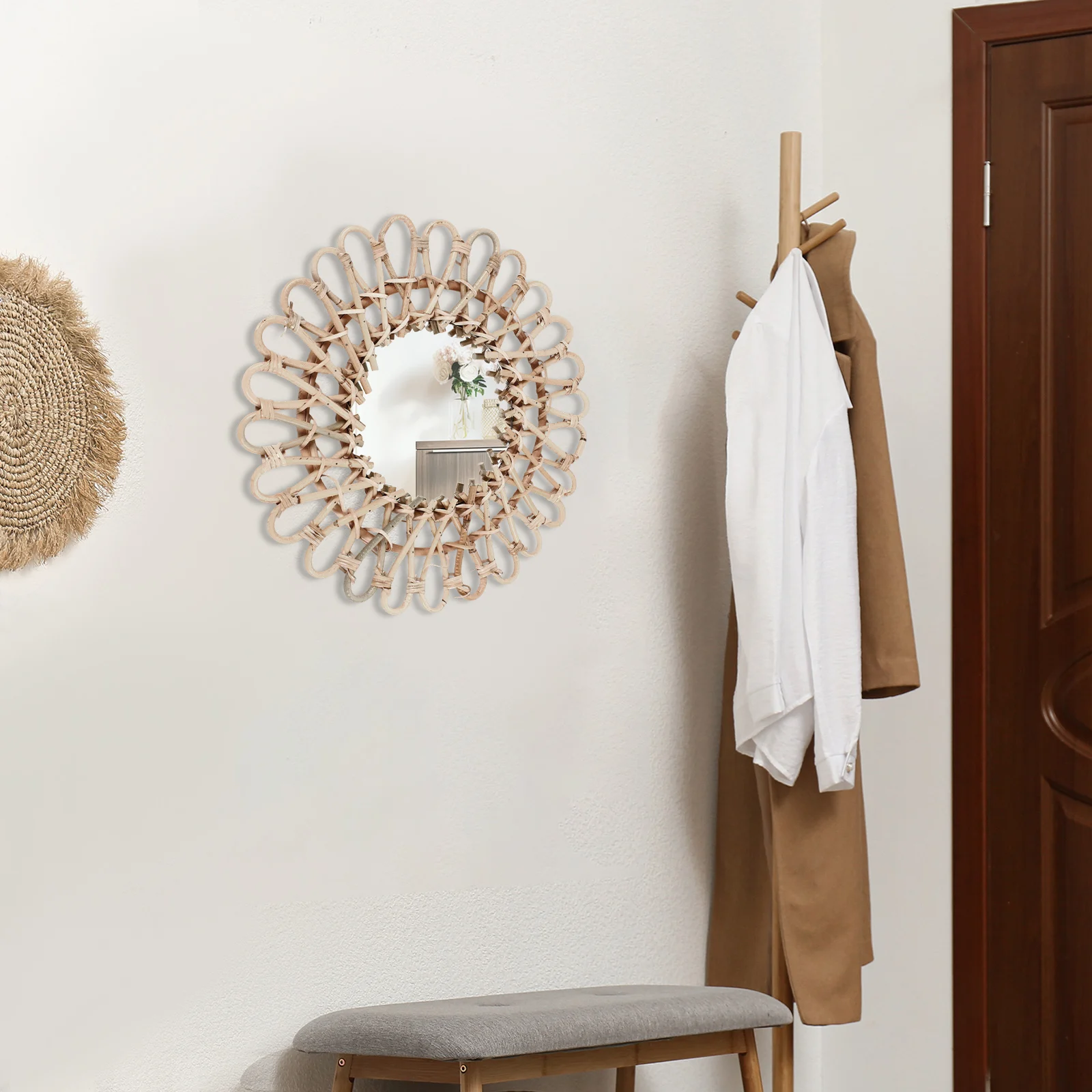 Cermin Rotan Besar 40cm untuk  - Rattan Mirror Round ulasan dan harga