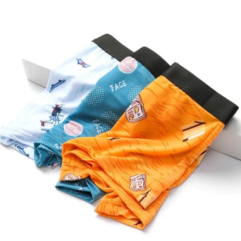 1 قطعة ملابس داخلية للرجال سراويل الملاكم الحرير الجليد رقيقة جدا الصيف تنفس شخصية الاتجاه ساو الملاكمين الصيف