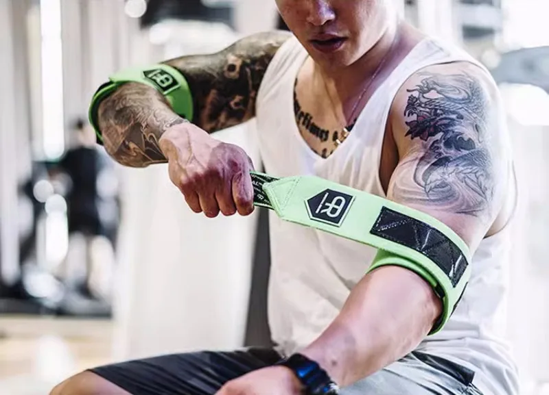 2-teilige Stärke-Ellenbogenbandagen für Gewichtheben, 90 cm, elastische Ellenbogenstütze und Kompression für Powerlifting, Cross-Workout-Ellenbogengurte – Detail 14