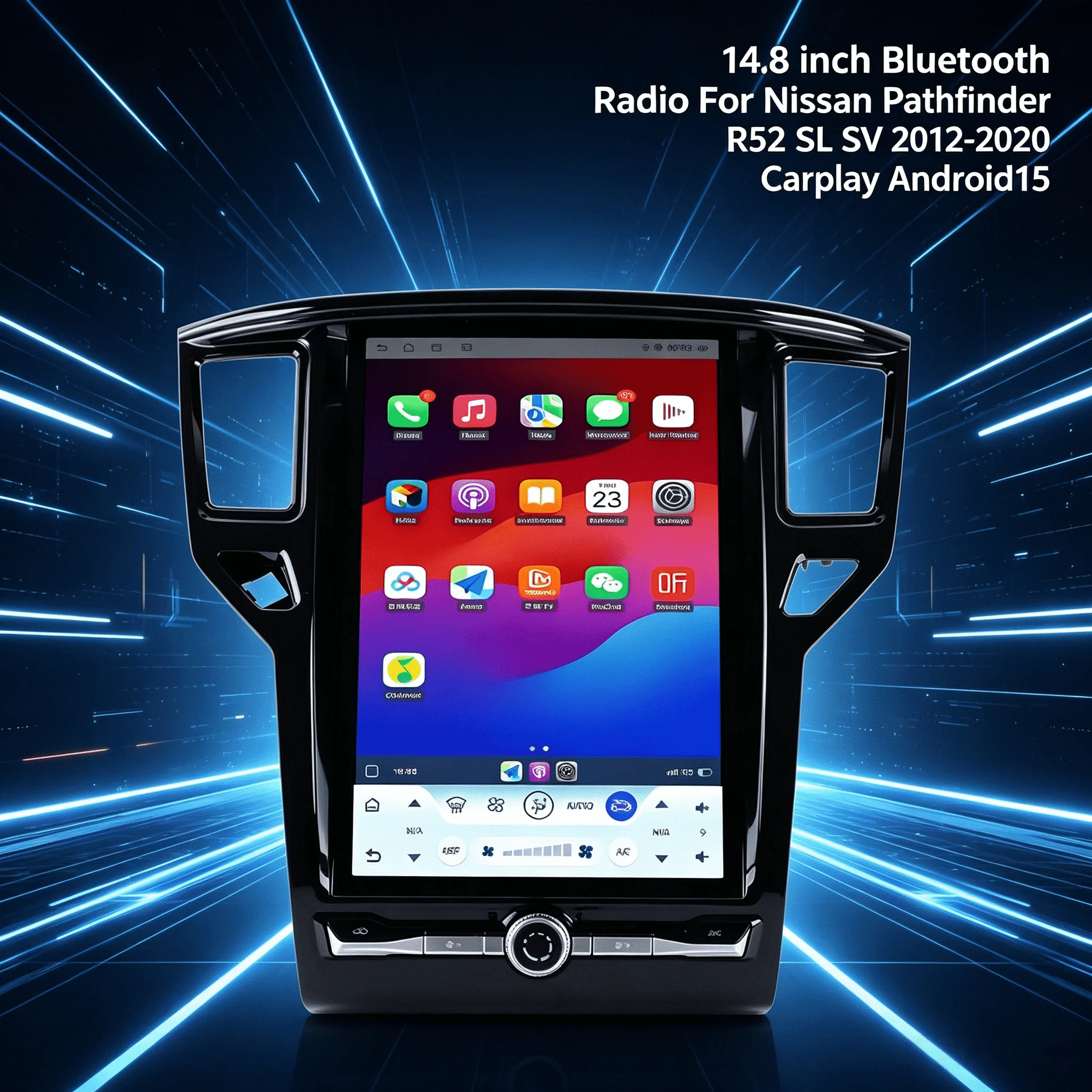 14.8 inch Bluetooth Radio For Nissan Pathfinder R52 SL SV 2012-2020 Carplay Android15 Car Radio Multimedia Player GPS Navigation