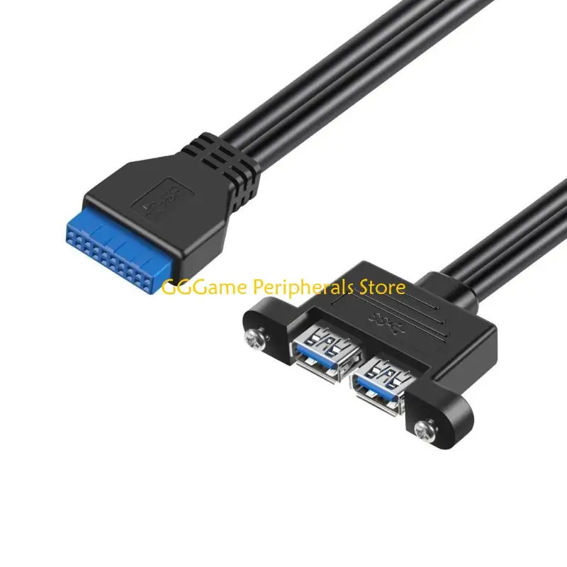 U55B Panel Mount USB3.0 Extension Cable for Case Front Access with Two USB-A Female Openings and Two Male Cable Ends