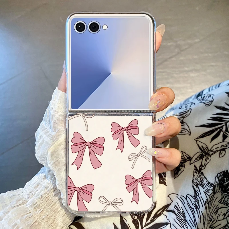 Rosa Schleife Handyhülle für Samsung Galaxy Z Flip7 FE Flip6 Flip5 Flip4 Flip3 Clear PC Folding Cover für Galaxy Z Flip 7 6 5 4 5