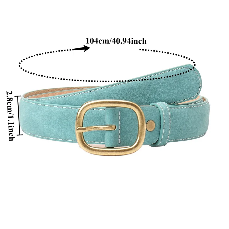 New Fashionable Trendy Retro and Versatile Women's Belt Korean-Style Chic Minimalist Bronze-Tone Buckle Jeans Belt