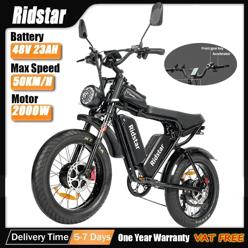 Electric bicycle Ridstar Q20 2000W High power dual motor 48V 40AH Battery Electric bike 20*4.0 inch FatTire adult Mountain ebike