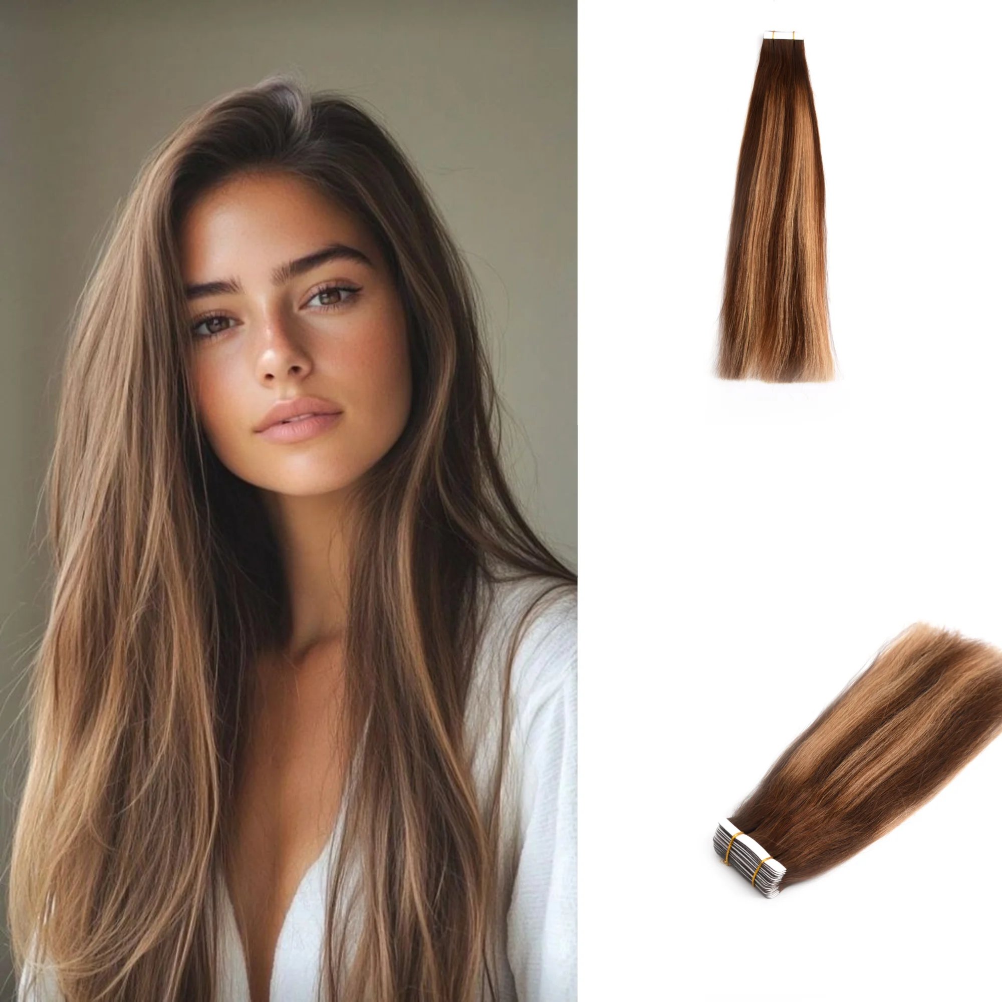 

OCK 100% Human Hair Tape-in Extensions 50g 20pcs 18 Inch Remy Straight Invisible Skin Weft