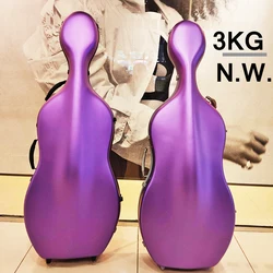 3kg ultra light carbon fiber cello box, without rollers or handles, paired with stylish colored rubber strip hard case