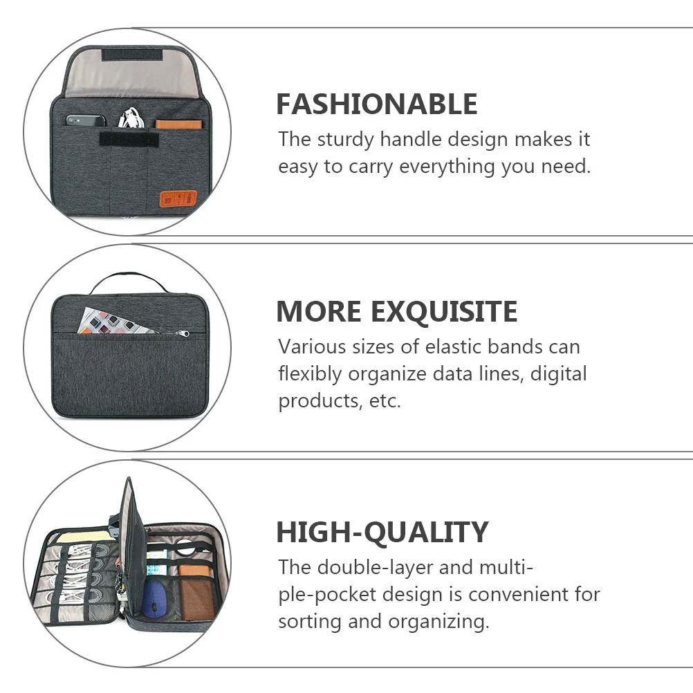

1Pcs Waterproof Electronic Organizer Double-Layer Storage Bag Cable Case Digital Accessories Carrying Bag Travel Data Line