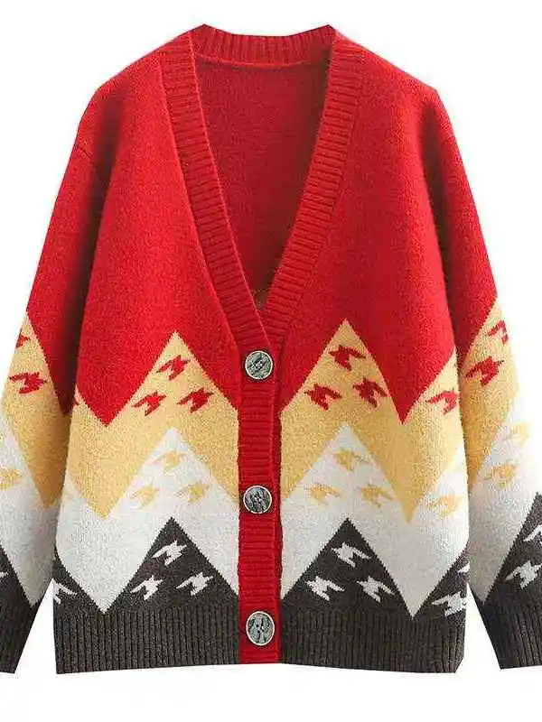 

Autumn Winter Casual Single-breasted Long-sved Knitted Sweater Women's Commute Sle Thiened Cotton Nylon Coat