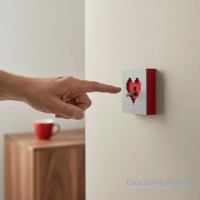 Pixel Heart Light Switch Cover Creative 3D Wall Switch Panel Decor Protective Frame For Bedroom Living Room Home Decoration